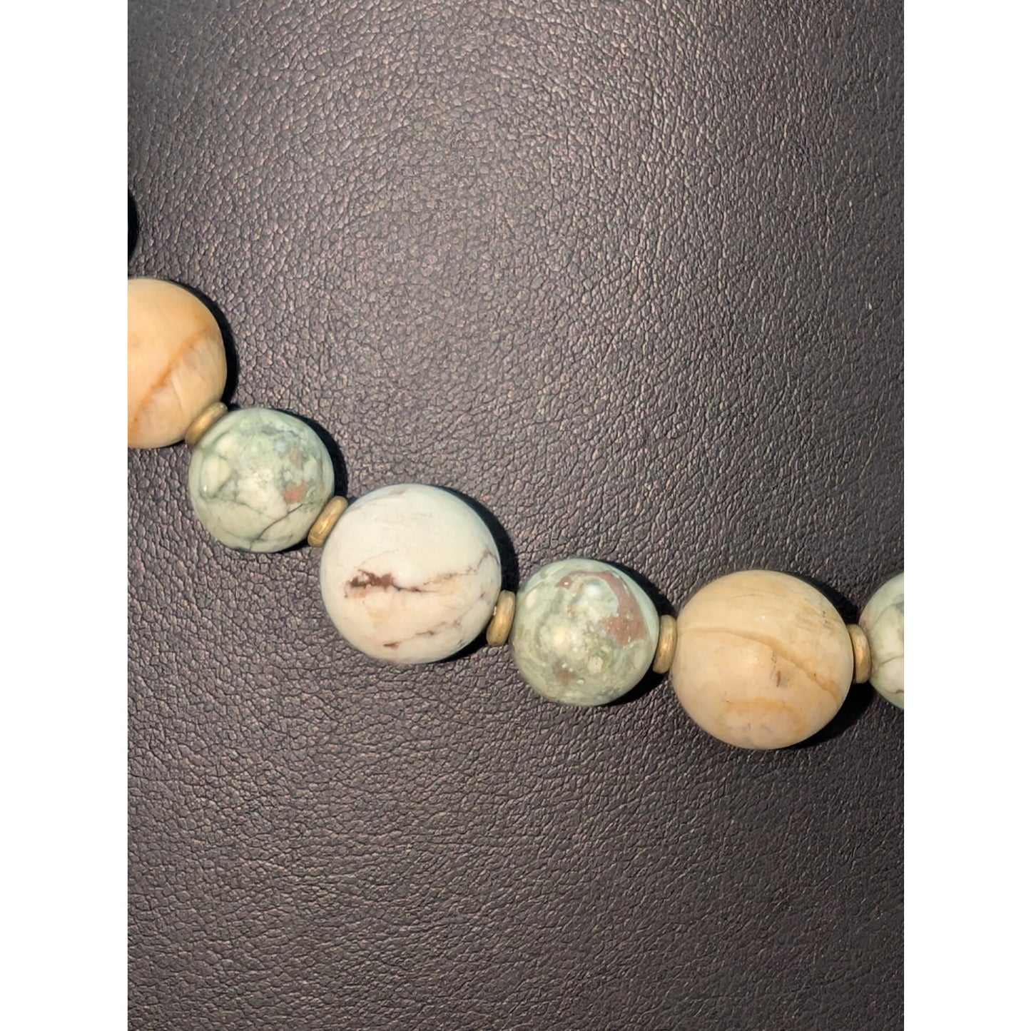 Vtg Natural Stone Beaded 925 Sterling Silver Toggle Clasp 18" Necklace