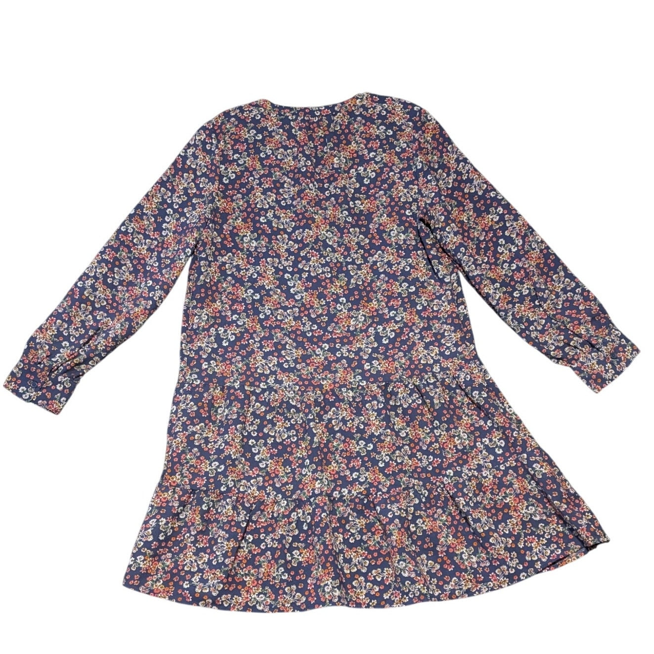 Time and Tru Long Sleeve Floral Knee Length Two Tiered Women's Dress Sz M 8-10