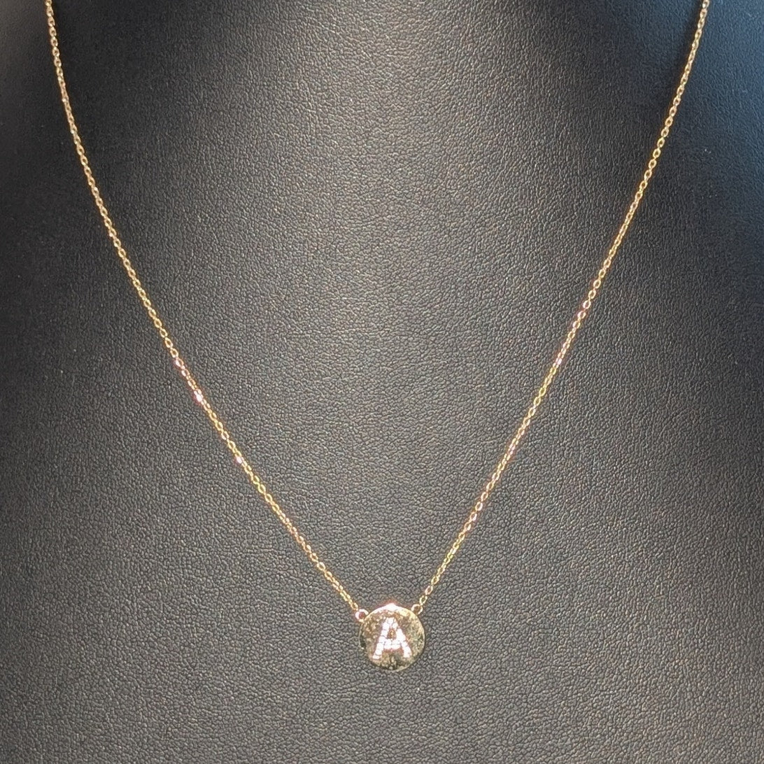 925 Vermeil Initial 'A' Pendant 16"-18" Necklace