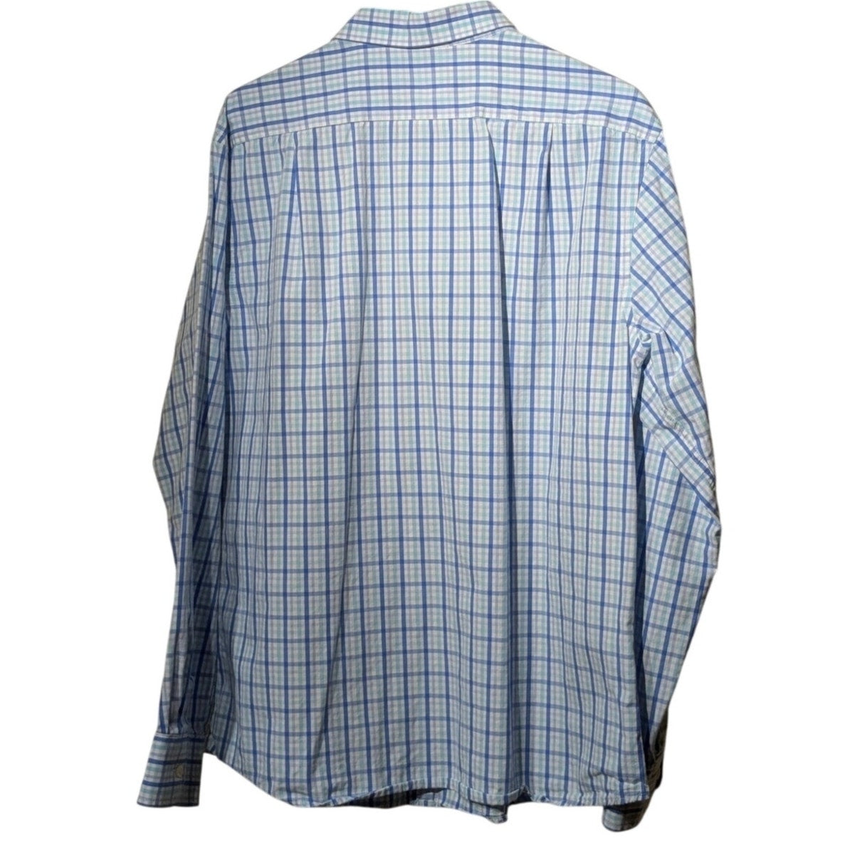 Izod Slim Fit Blue Green Plaid Cotton Button Down Long Sleeve Shirt Mens Sz XL