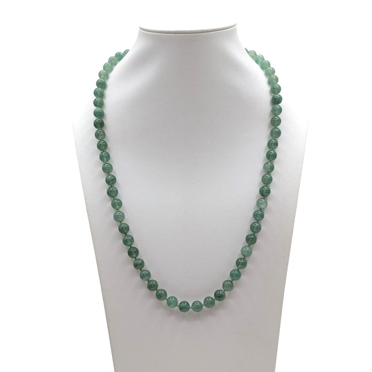 Vintage 14K Gold Filled Semi-Precious Green Stone Hand-Knotted Bead 24" Necklace
