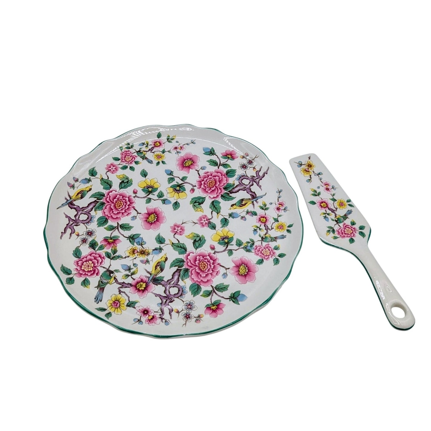 VTG Old Foley Staffordshire James Kent Ltd., England Chinese Rose Cake Plate Set
