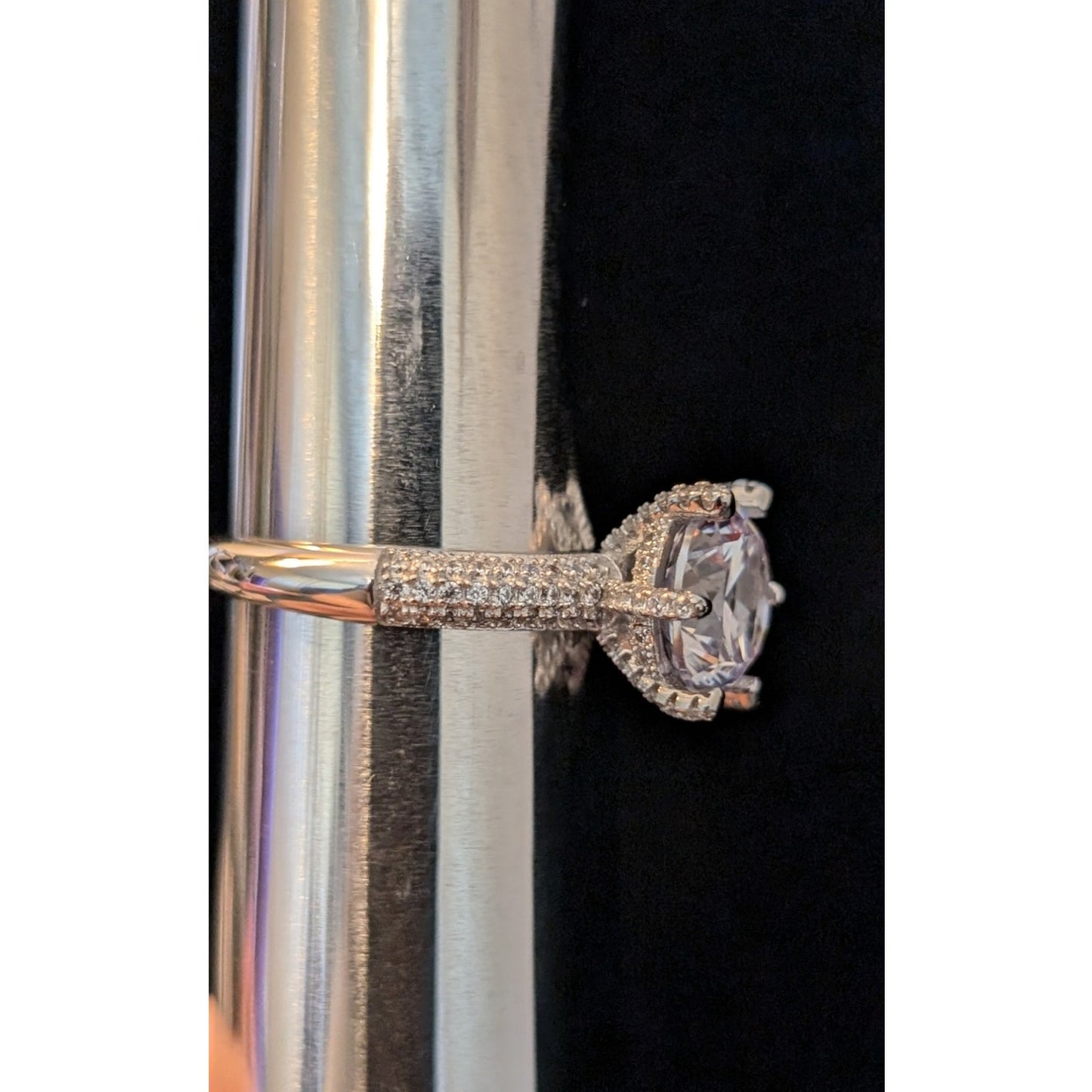 6 Prong Round Cut CZ Engagement Ring in 925 Sterling Silver Size 11