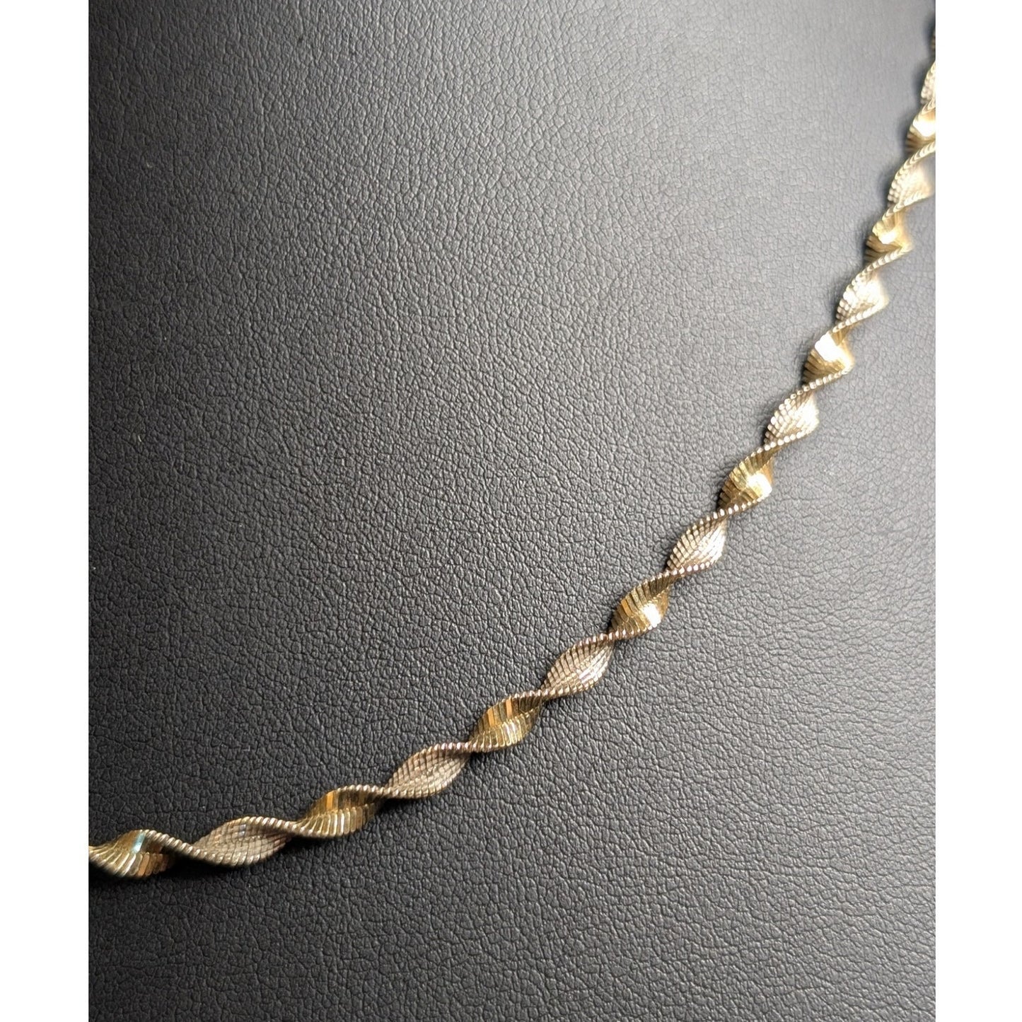 Vintage Twisted Two Tone 925 Italy Sterling Sparkling Gilded 20" Chain Necklace
