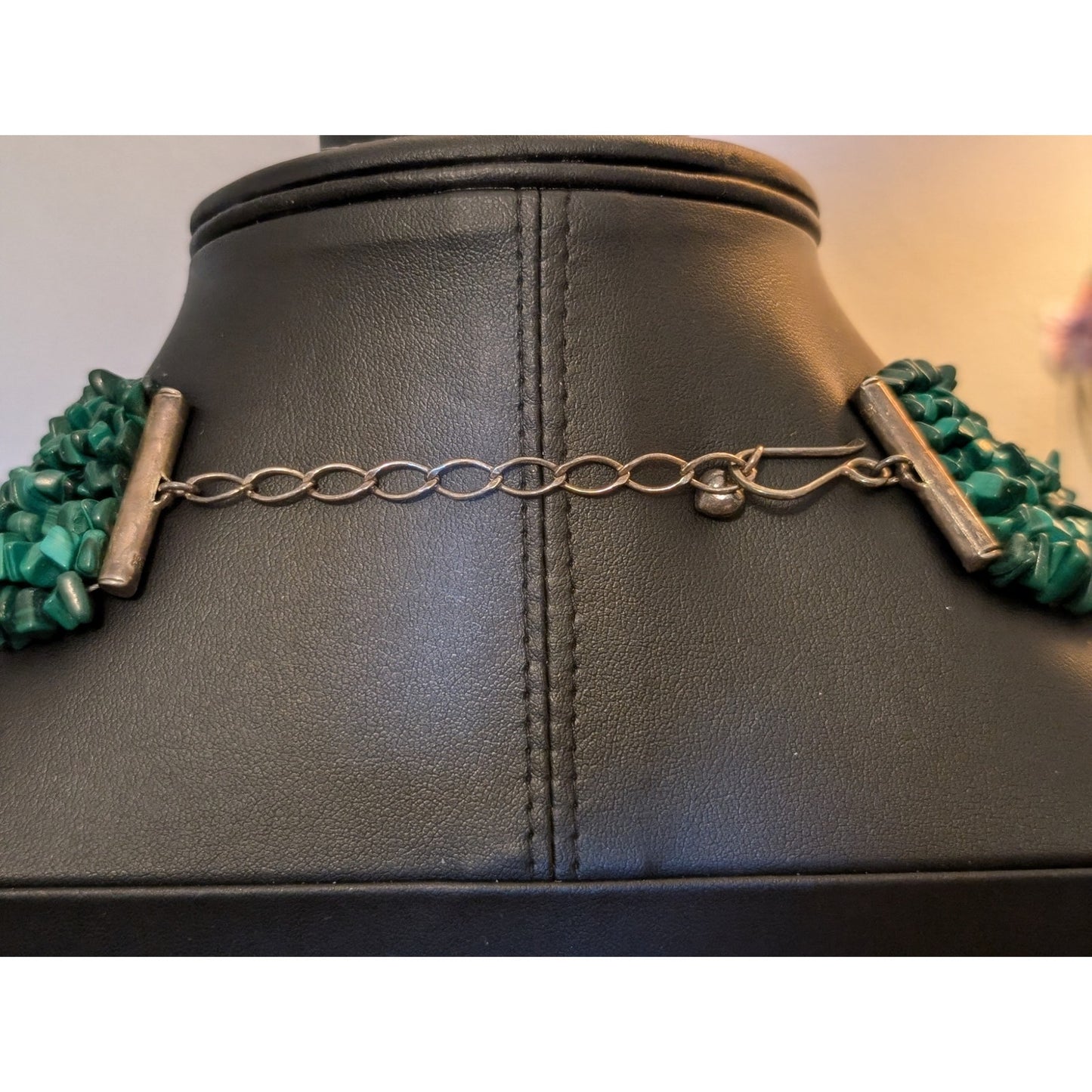 Jay King DTR Sterling Silver Malachite Chip Beaded 7-Stranded Drape Necklace
