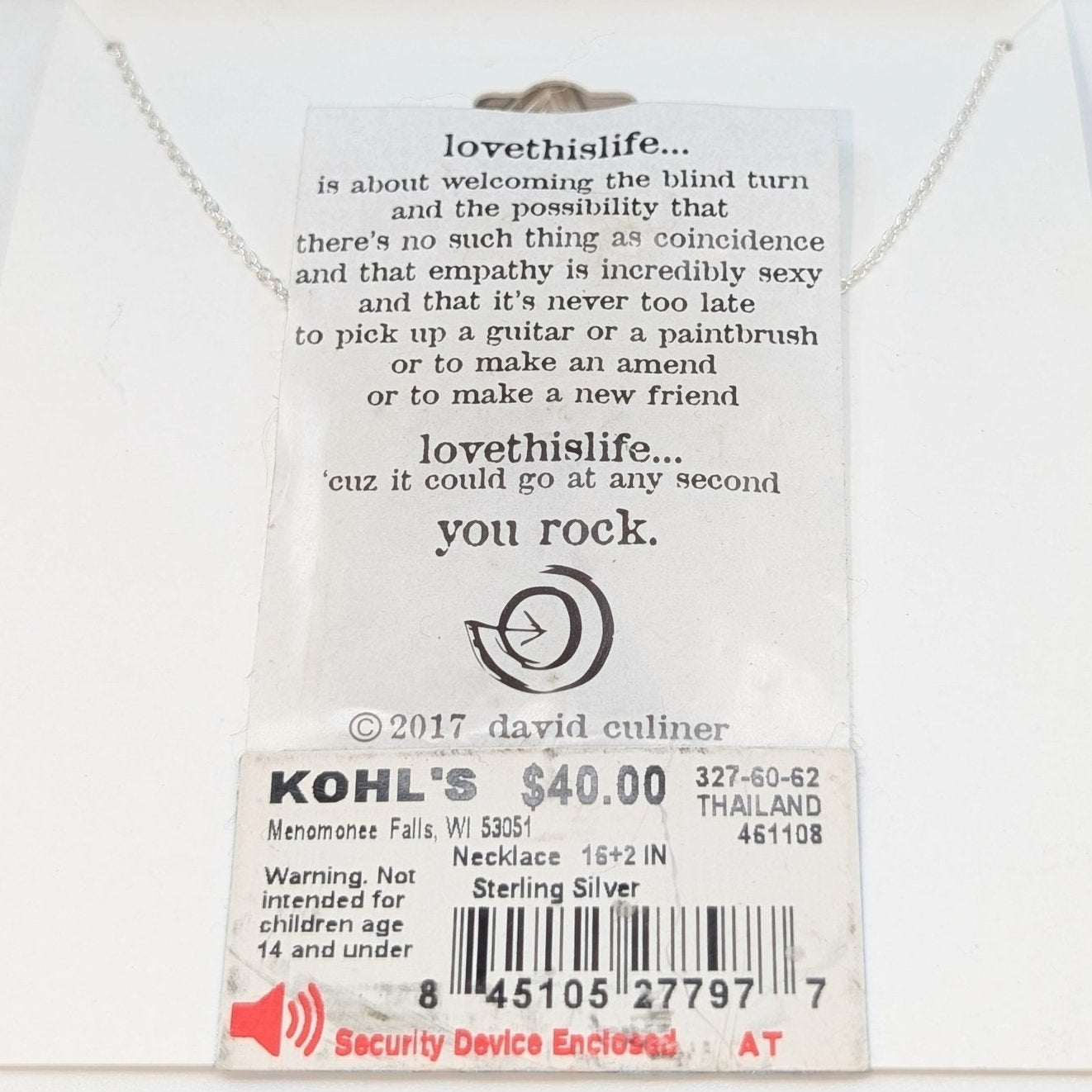 Love This Life Tranquility Sterling Silver 16"-18" Necklace NWT