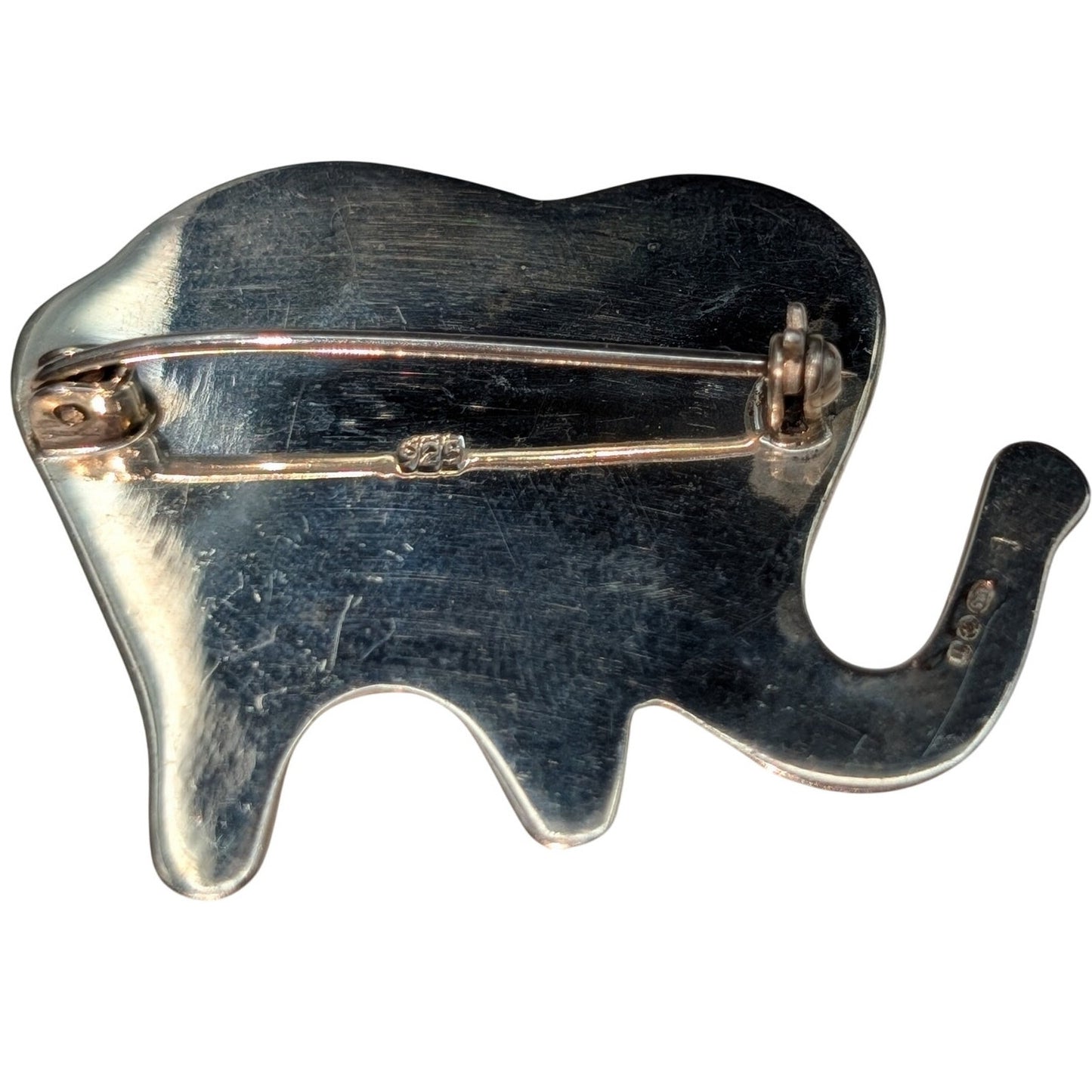 925 Sterling Silver Puffy Big Ear Elephant Brooch/Pin