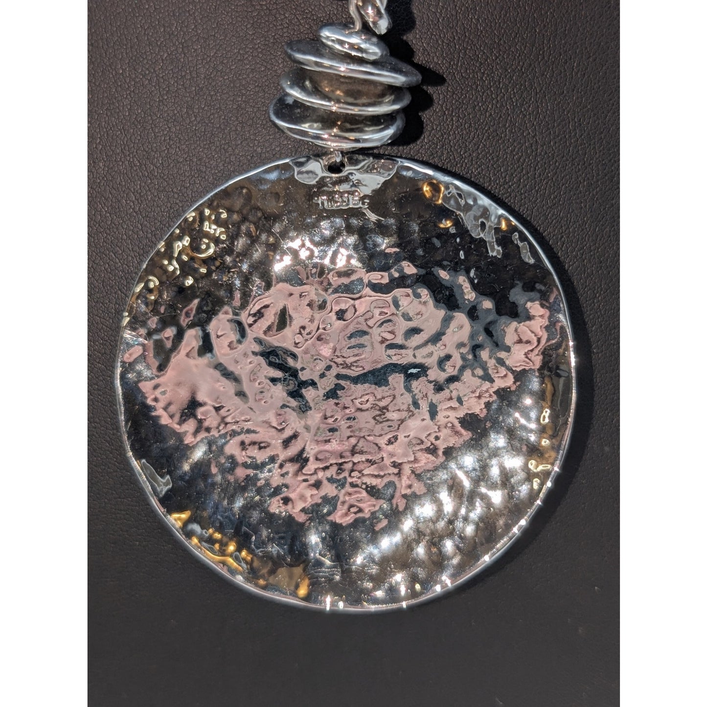 Chico's Hammered Black Bead Silver Tone Medallion Five Corded 15.5"-20" Necklace