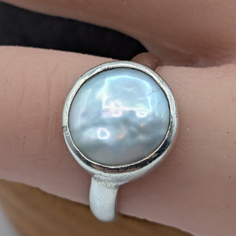 JANICE GIRARDI JGD Bezel Set Mother of Pearl 925 Sterling Silver Ring Size 6