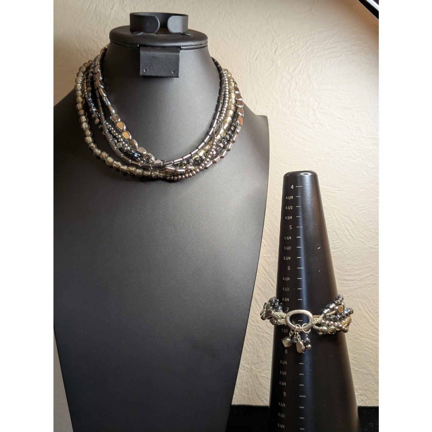 SILPADA Retired Foiled Glass Sterling Silver Necklace & Matching Bracelet Set