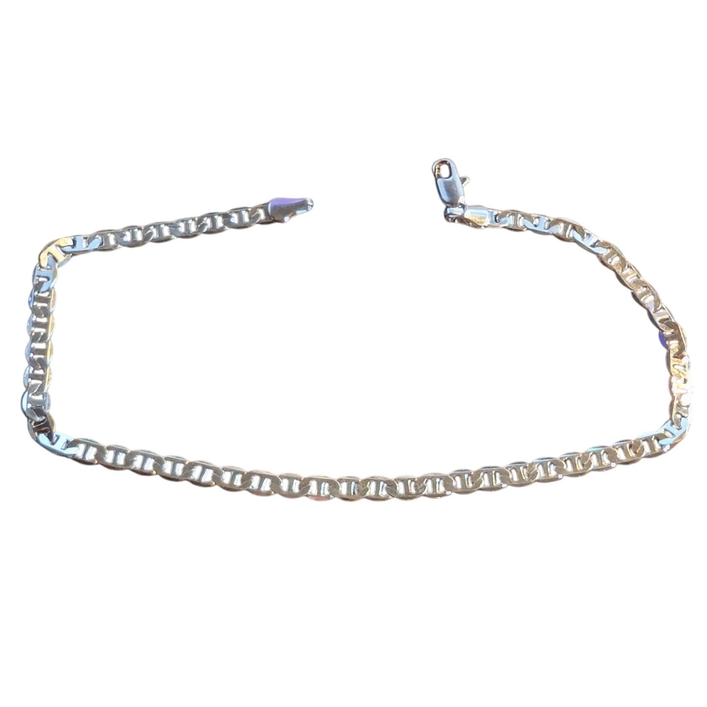 925 Sterling Silver Flat Mariner Chain Bracelet or Anklet