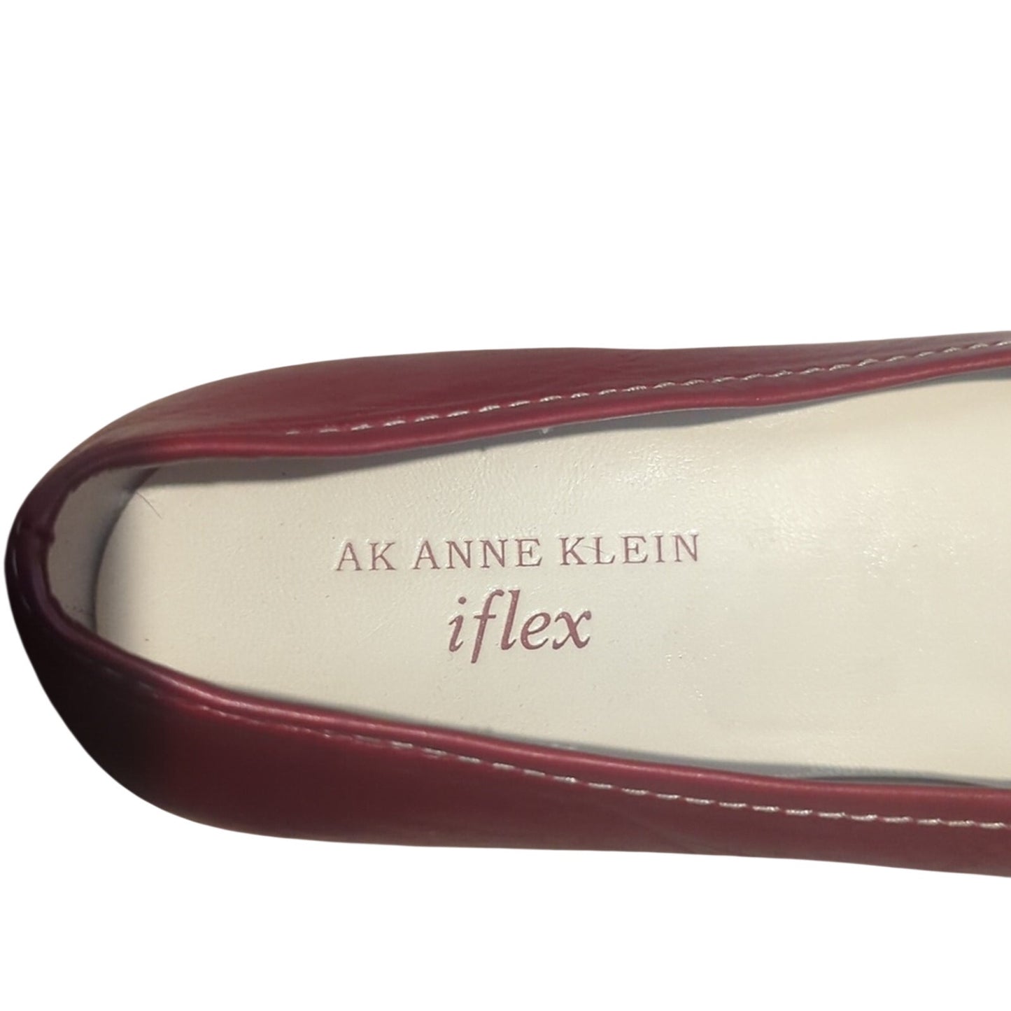 Anne Klein iflex Red Leather Topstitch Gold Hardware Loafers Women's Size 7.5N