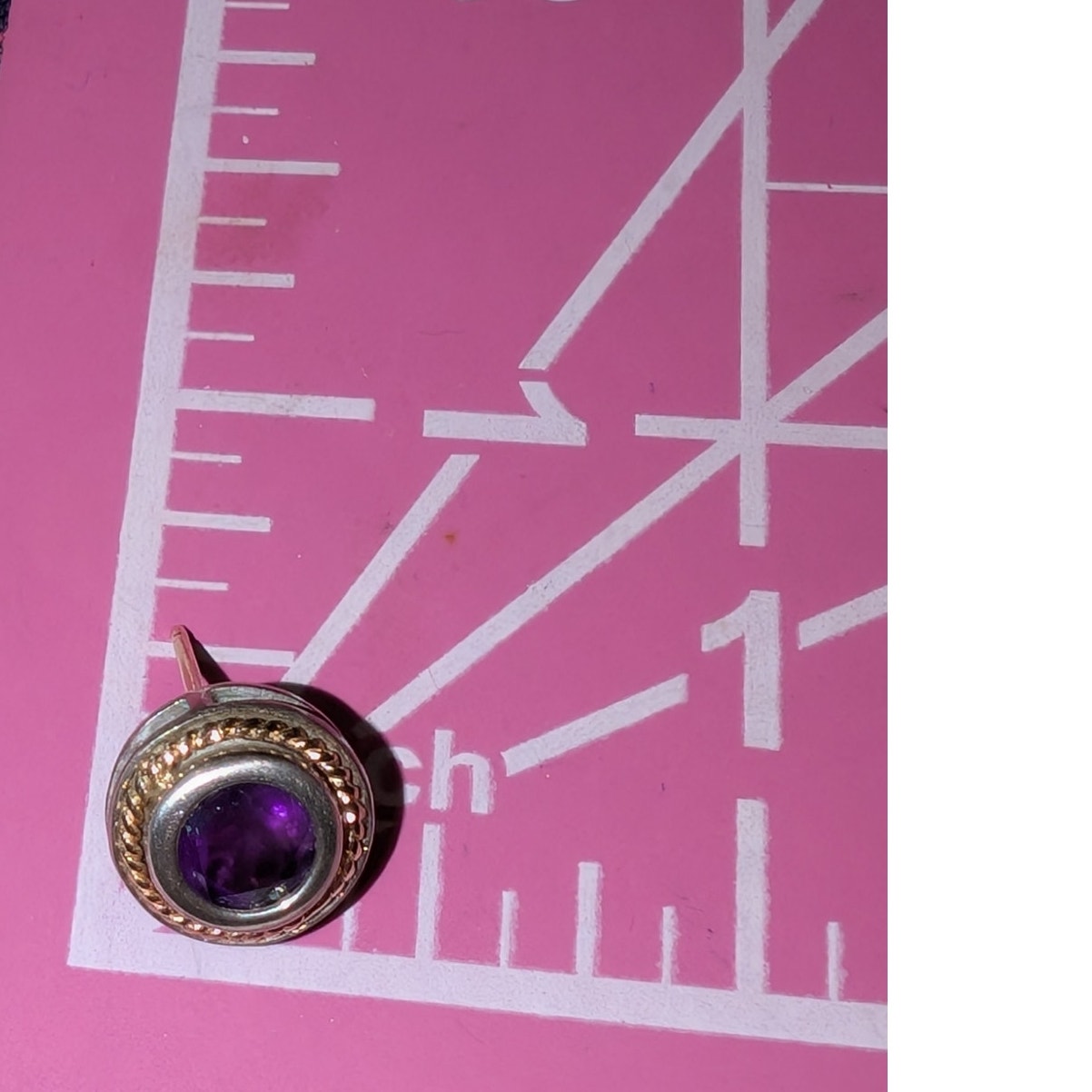 Vintage 925 Sterling 14K Gold Accent Amethyst Art Deco Stud Earrings