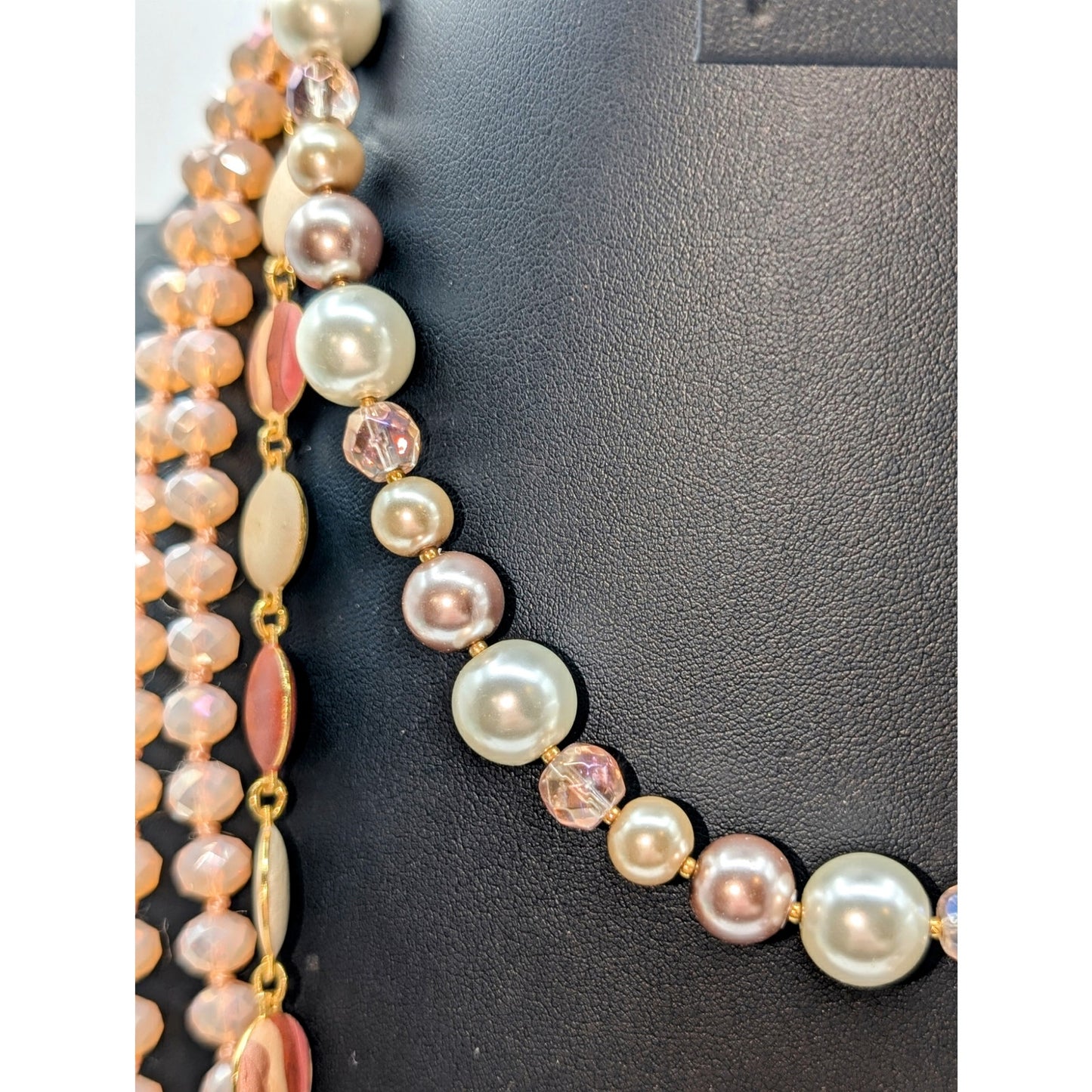 Peachy Pink Lot of VTG to Modern Mixed Jewelry Lot of 3 Necklaces & 2 Bracelets