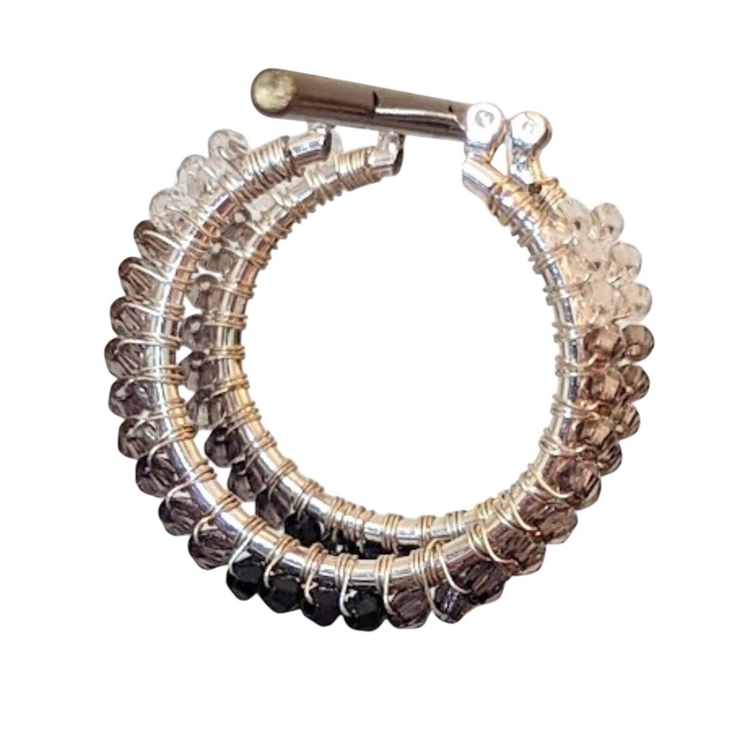 Ombre Crystal Silver Tone Hoop Earrings