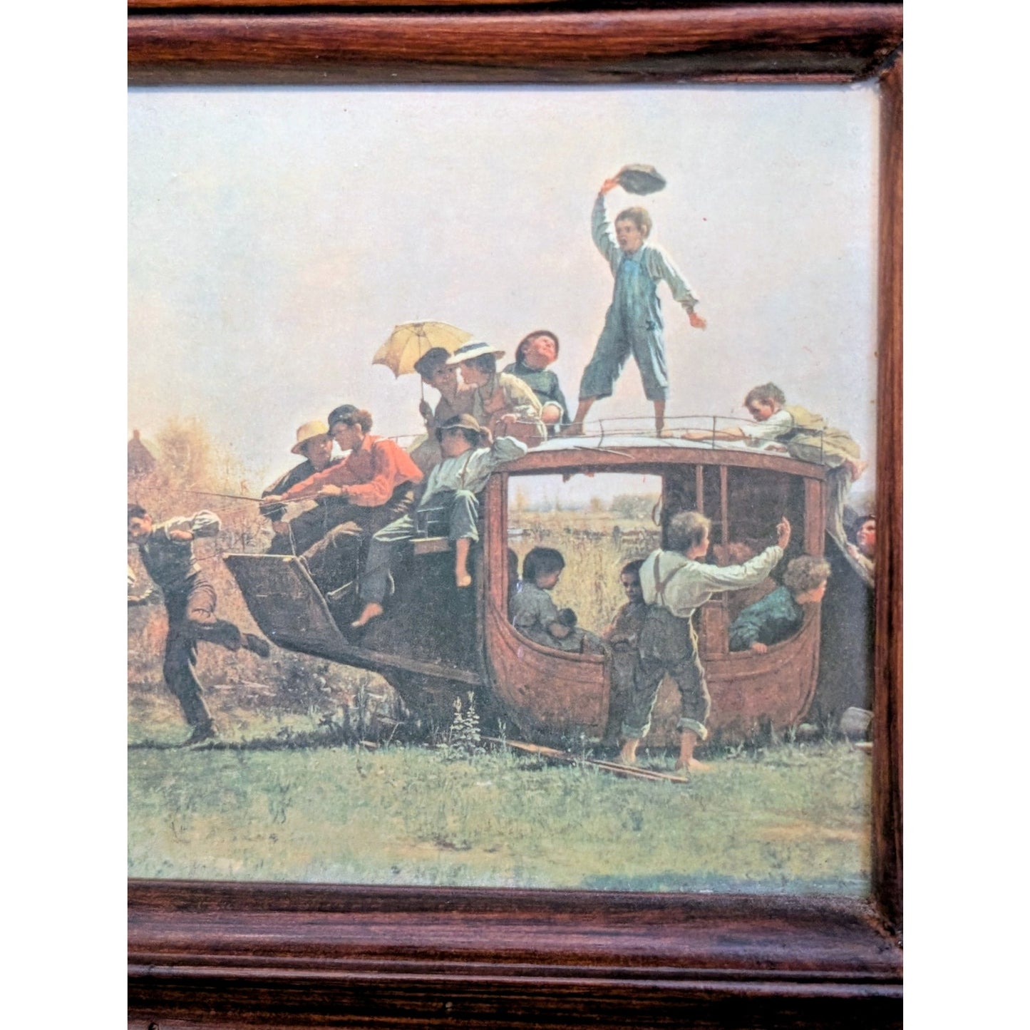 VTG/Antique 'The Old Stage Coach' Print Originally Created in 1871 Wood Framed