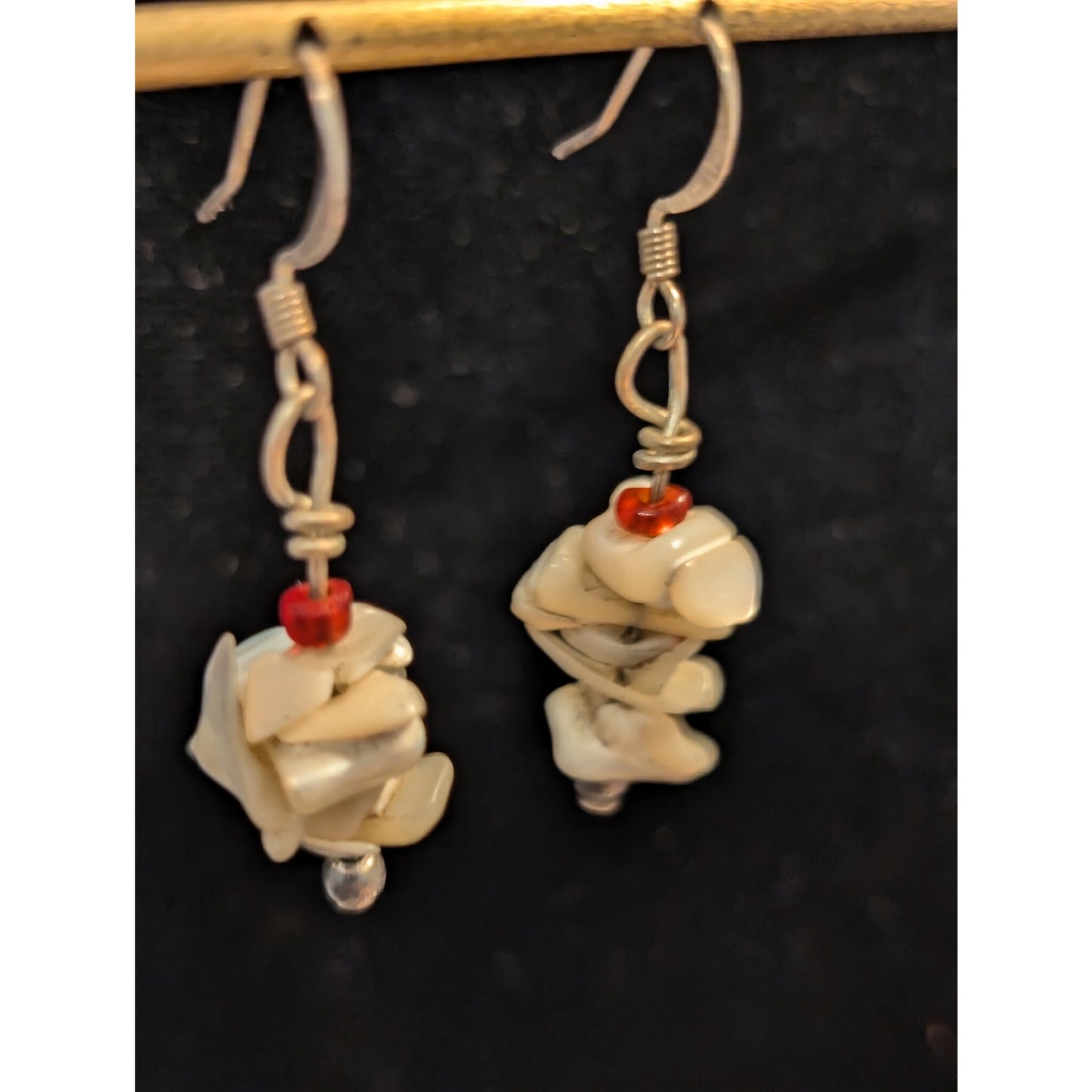 Two Pair Lot--Authentic Puka Shell Hoop & Mother of Pearl Shell Dangle Earrings