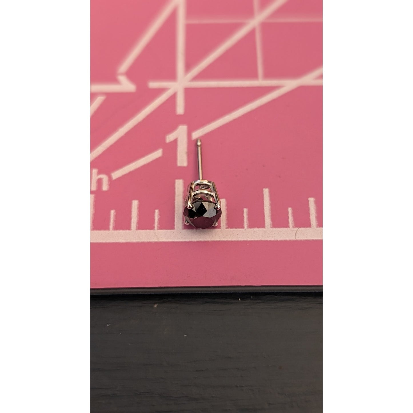 14k White Gold 4-Prong Basket Round Black Diamond Stud Earrings