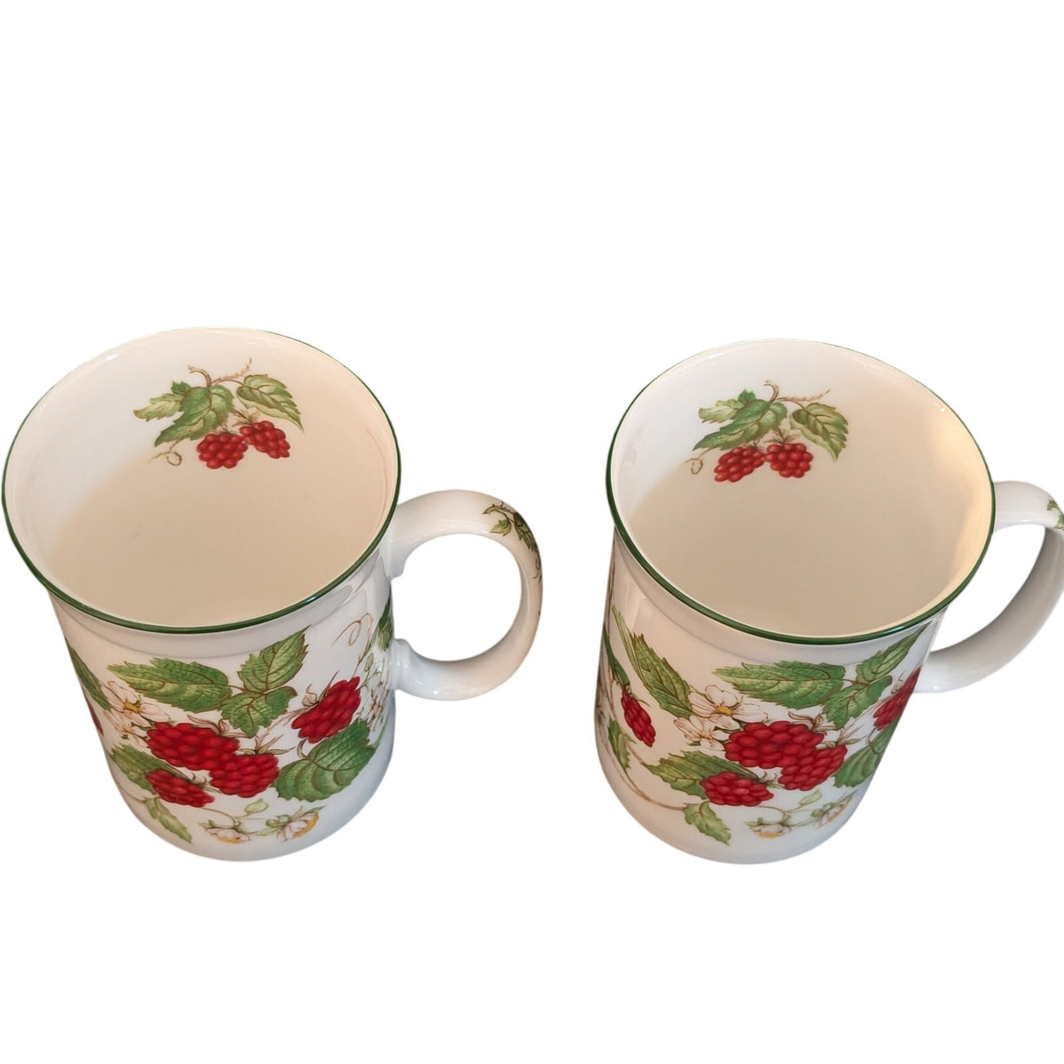 Pair of Roy Kirkham 1990 Raspberry Fruit Garden Fine Bone China England Tea Cups