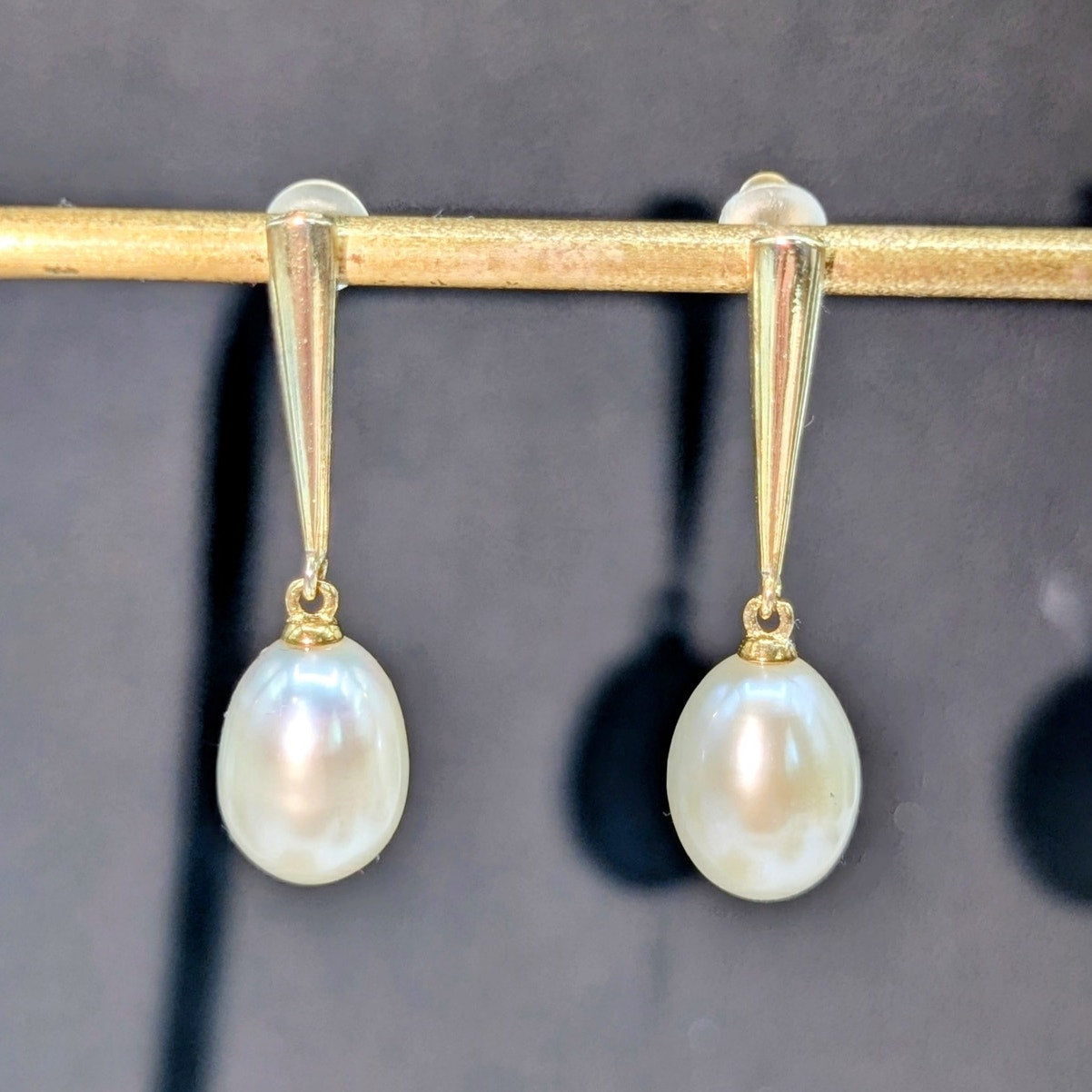 925 Sterling Vermeil Teardrop Pearl Drop Pierced Earrings