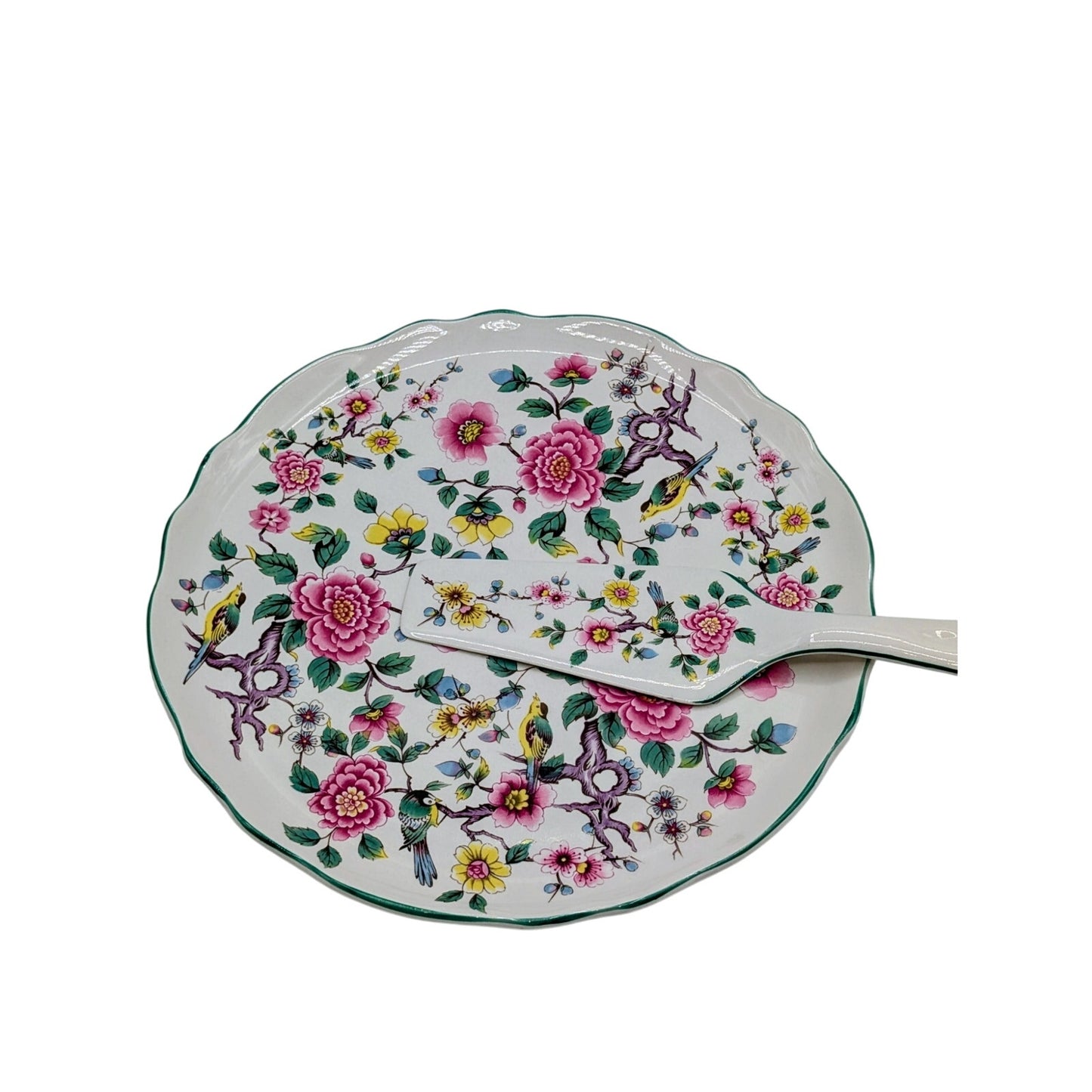 VTG Old Foley Staffordshire James Kent Ltd., England Chinese Rose Cake Plate Set