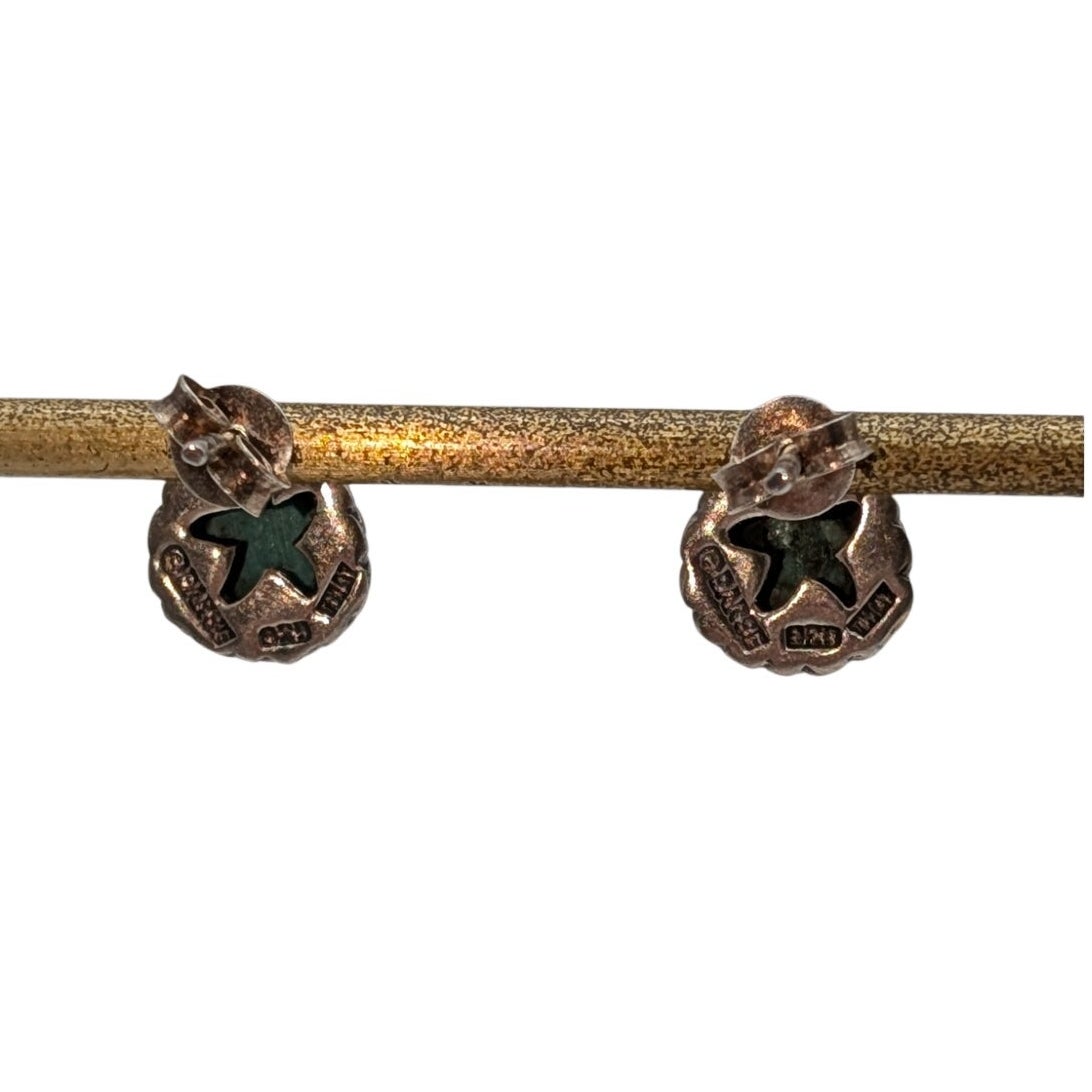 Vintage Barse 925 Sterling Silver Rope Bezel Teardrop Stud Earrings