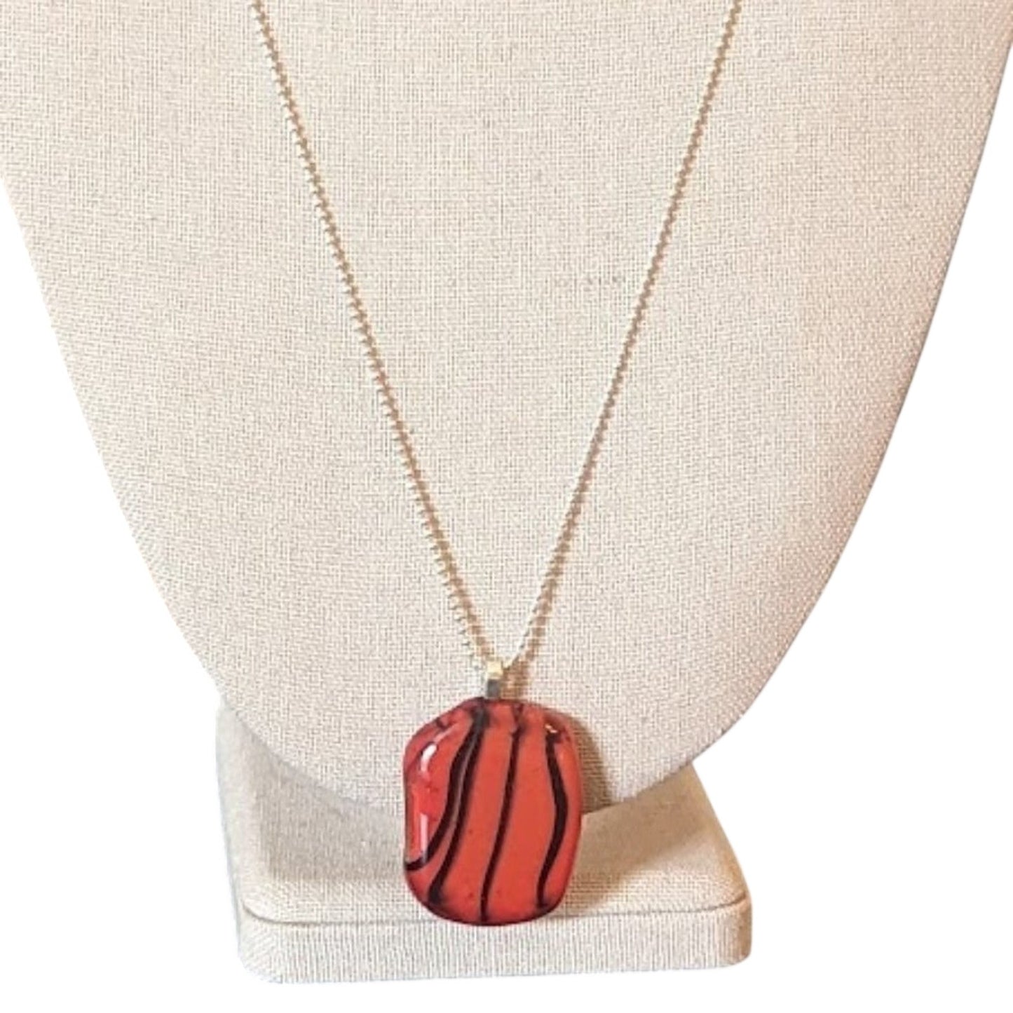 Five Fused Art Glass Pendants and a 925 Italy Bead Ball Chain