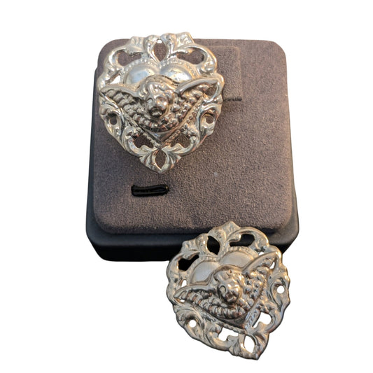 Vintage Cherub Angel 3D Milagro Mexico 925 Sterling Silver Post Pierced Earrings