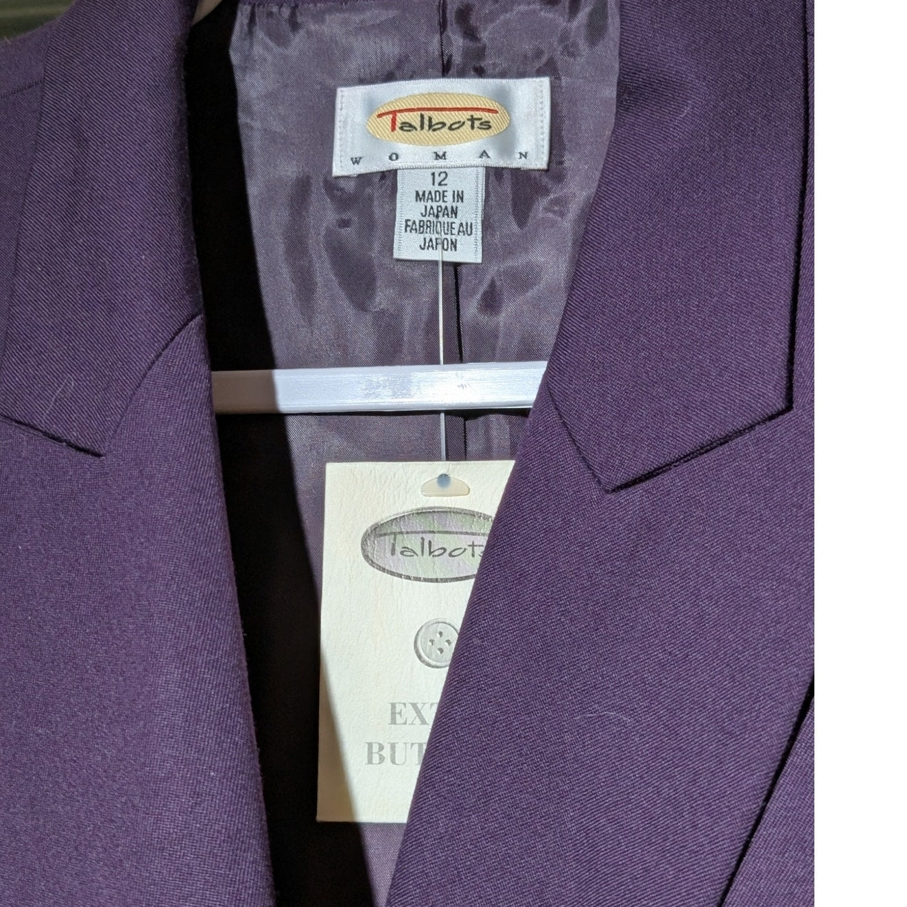 Vintage Talbot's Aubergine Double Breasted Wool Blazer NWT Womens Plus Sz 12W