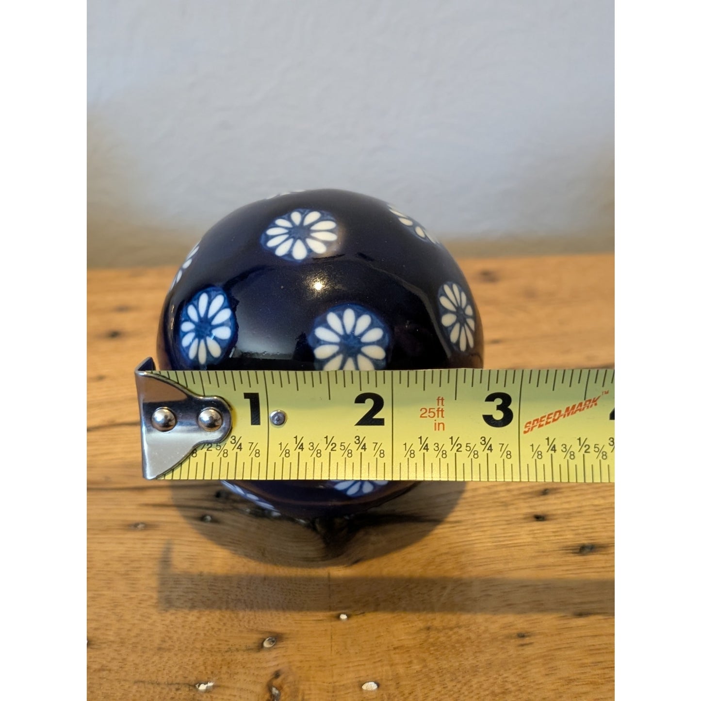 Vintage Deep Blue Chinese Porcelain Chinoiserie Carpet Ball