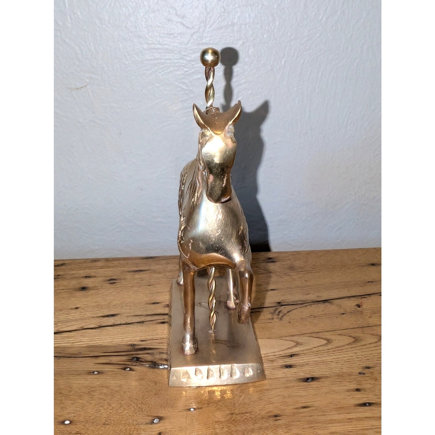 Vintage Solid Brass Carousel Merry-Go-Round Horse & Pole on Platform