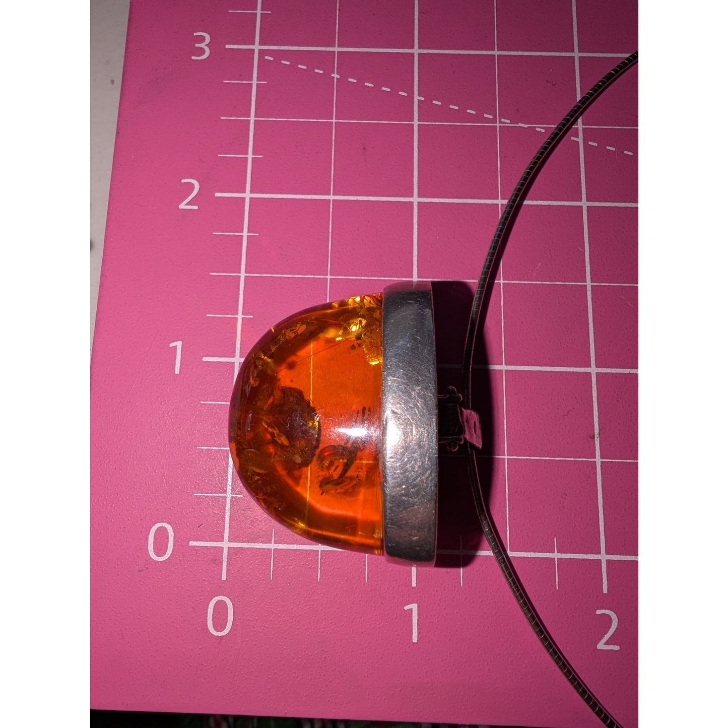 VTG 925 Sterling Silver Baltic Amber Pendant On Sterling 15.5" Cord Necklace