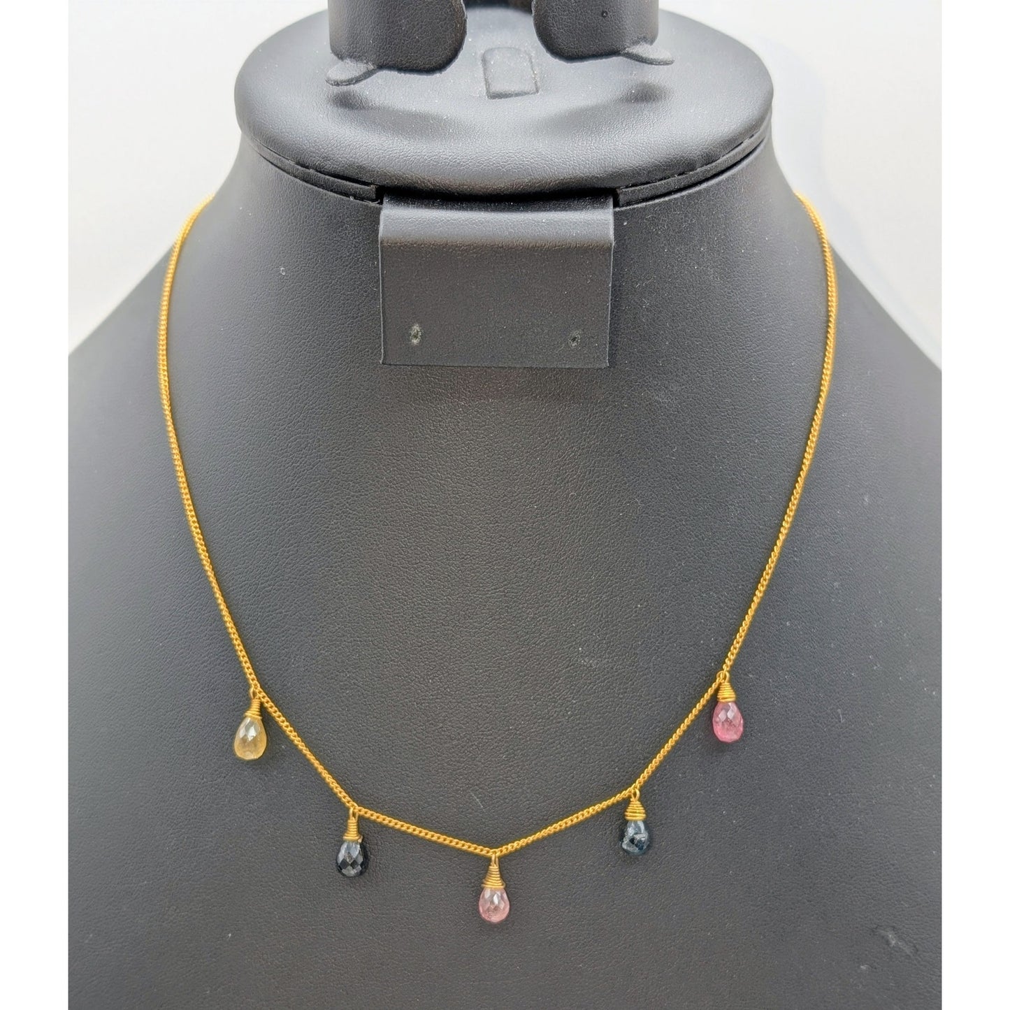925 Sterling Vermeil Made in Bali Semi-Precious Gemstone Briolette Necklace