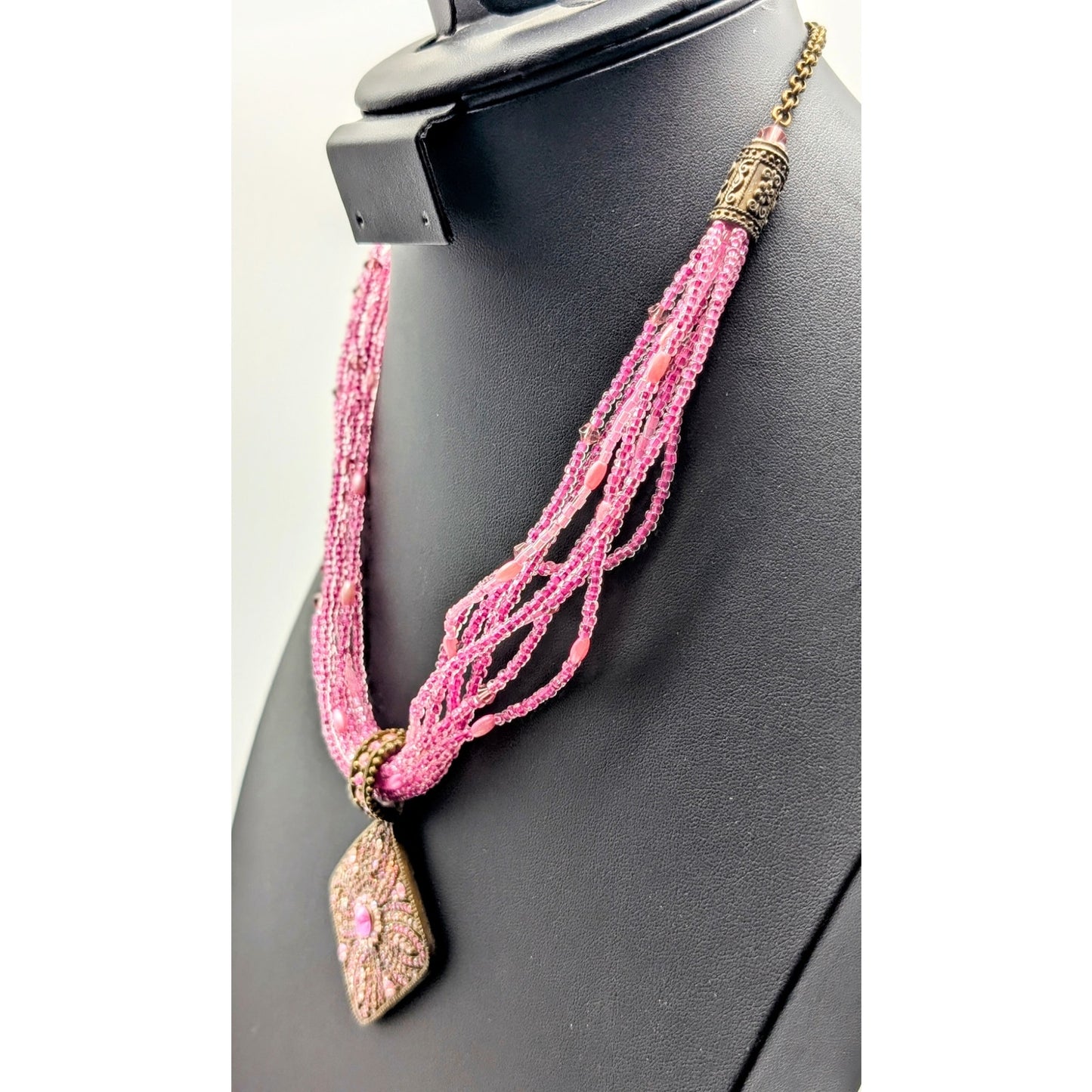 Lot of Two Pink Seed Bead Necklace & Bracelet Jewelry Pieces