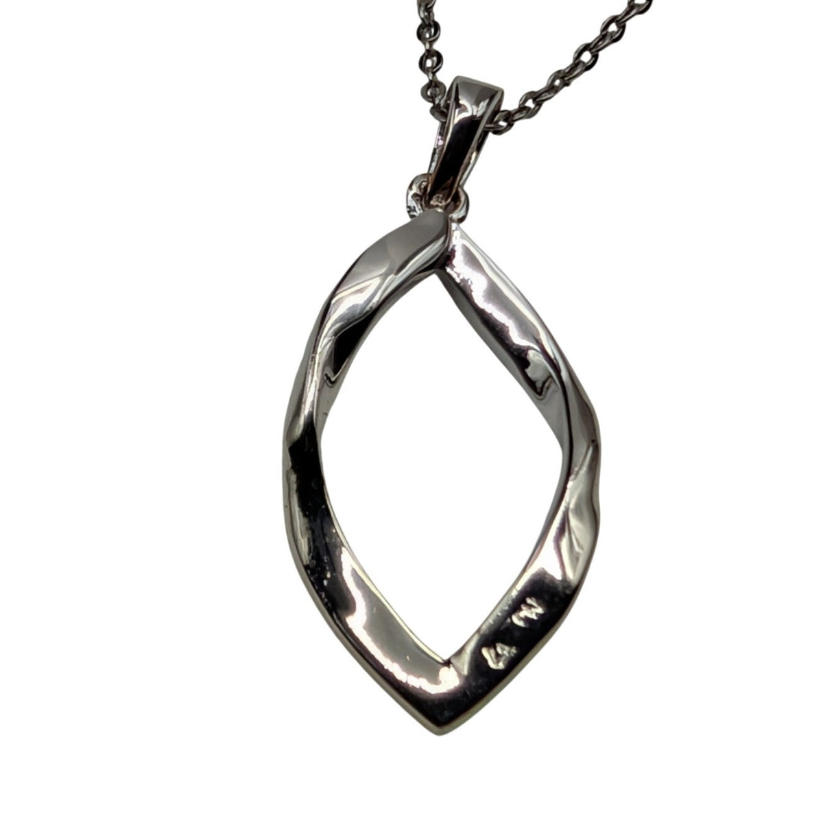 Twisted Marcasite Crystal Pendant on 925 Sterling Silver 17.5" Chain Necklace