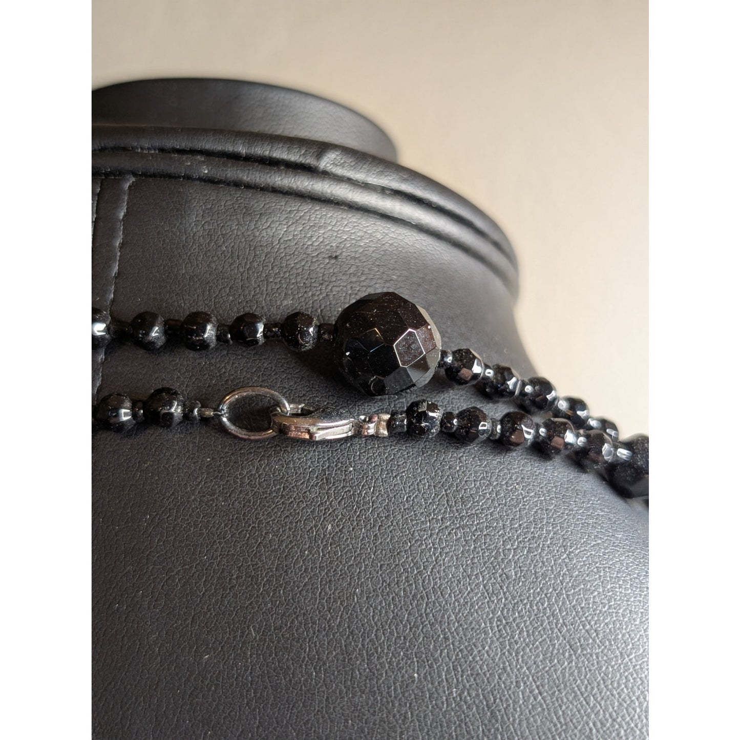 Jet Black Faceted Glass Bead 60" Necklace w/ Lobster Claw Clasp