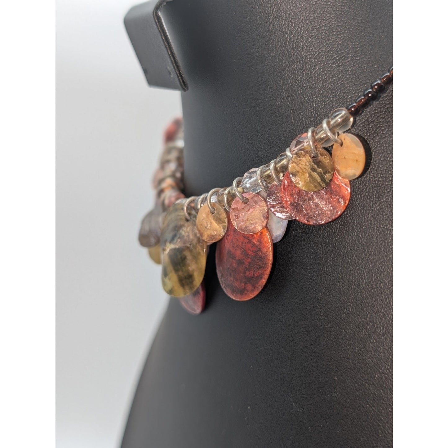 Vintage Shell Dangle Wire Beaded Adjustable Choker Necklace