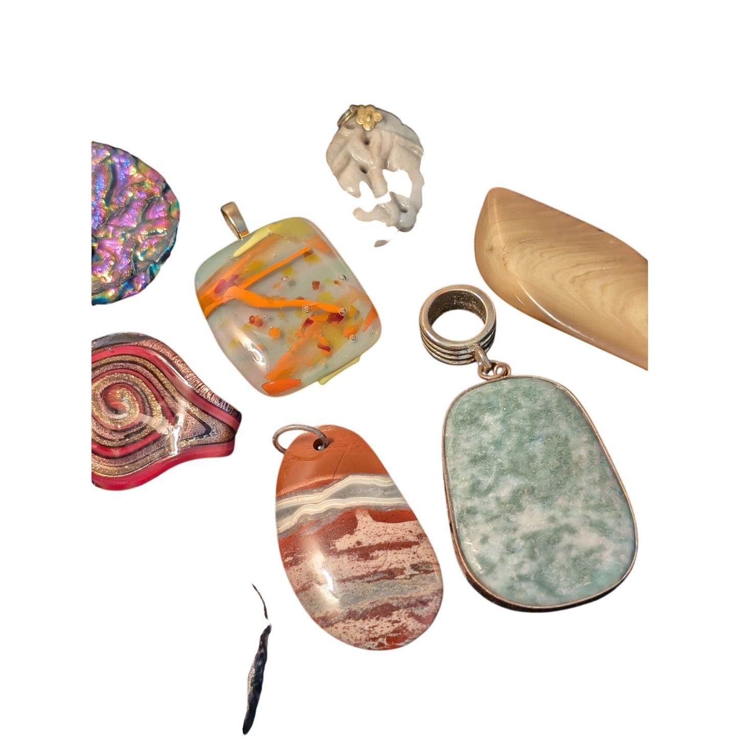 Fifteen Stone/Glass & One Heavy Resin Pendant Lot