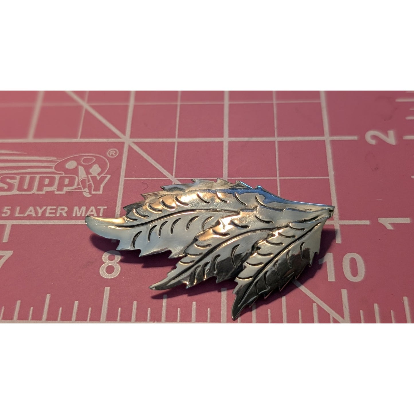Vintage 50s-60s Mexico Signed 925 Silver Three Leaf Brooch 8g