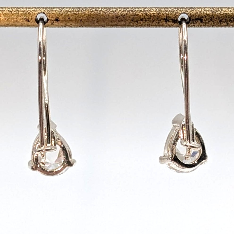 925 Sterling Silver Sparkling CZ Faceted Pear Shape Dangle Kidney Wire Earrings