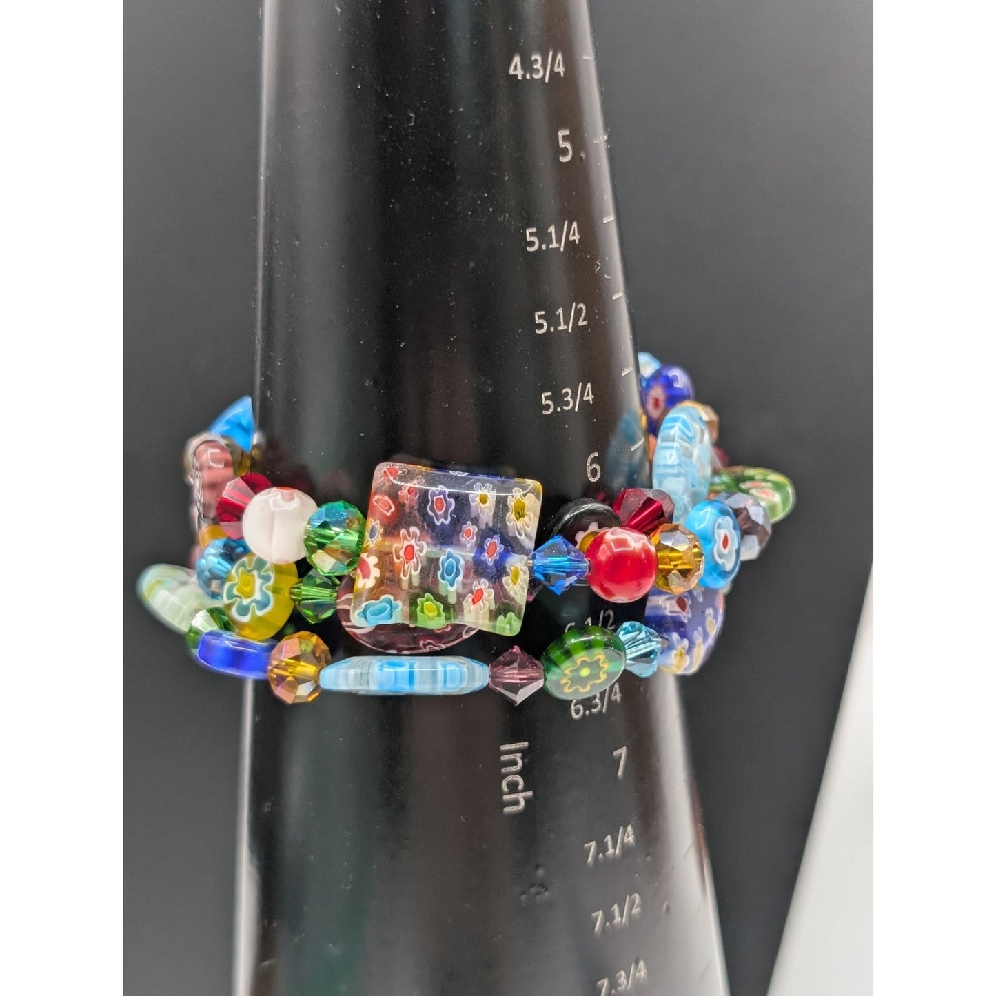 Millefiori Glass Bead Wire Wrap Bracelet