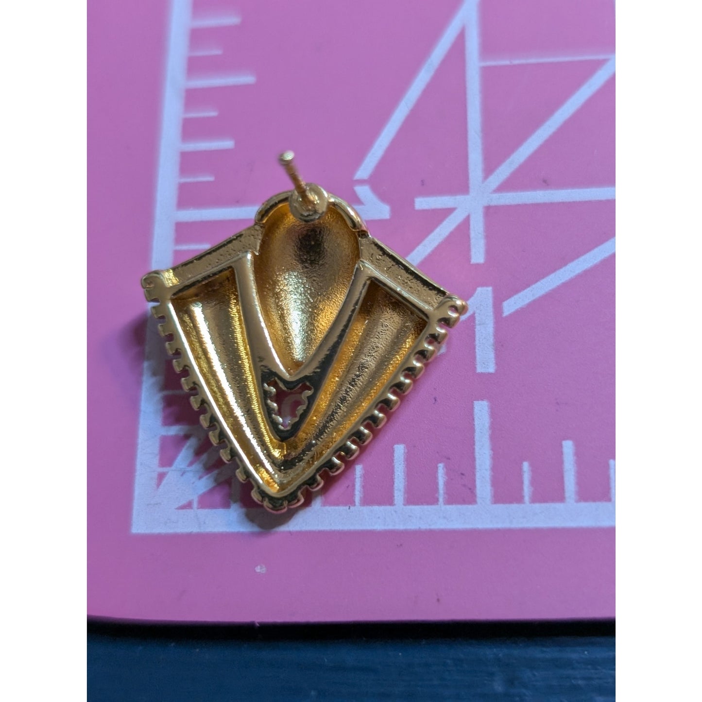 Three Piece V-Shaped Gold Tone Mesh Jewelry Set