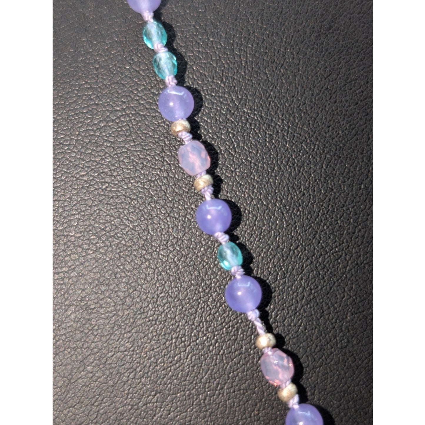 Lavender Blue Glass Bead 925 Sterling Cross 23" Necklace
