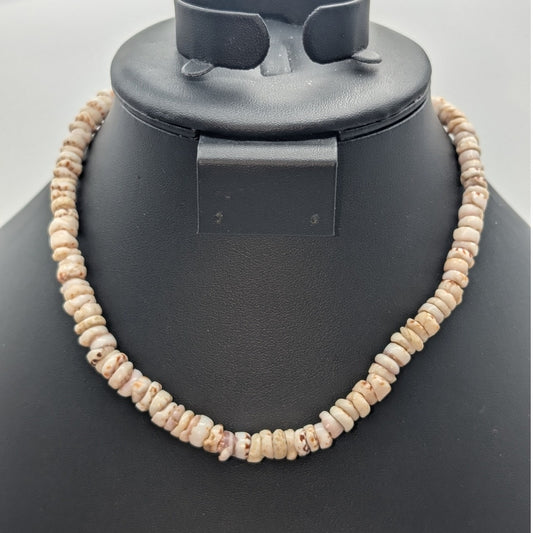 Genuine Puka Shell Vintage Barrel Clasp 16" Necklace