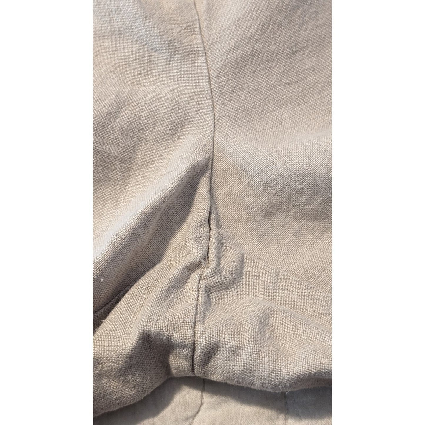 Charter Club Allison Fit Cropped 100% Linen Ecru Roll Tab Pant Womens Sz 18W