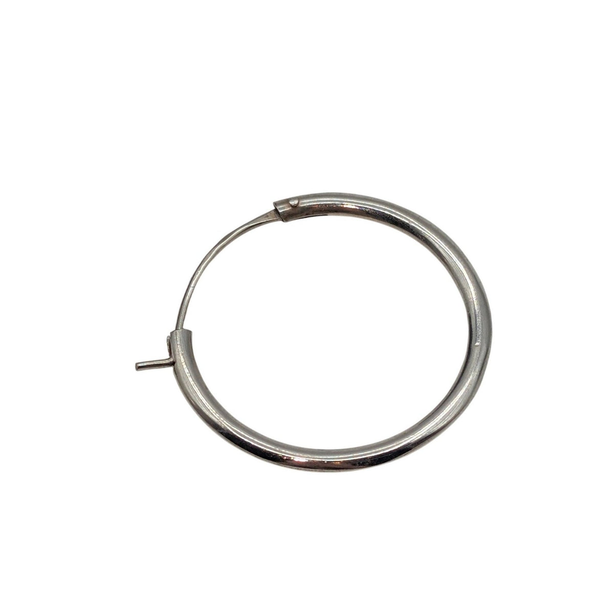 925 Sterling Silver 1" Hoop Earring With Snap Post Closure