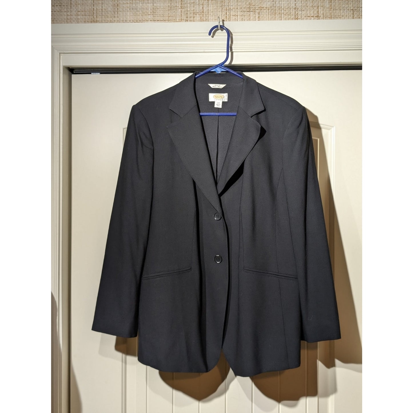 Vintage Black All Season Wool Stretch Lined Classic Blazer Womens Size 12W (0X)