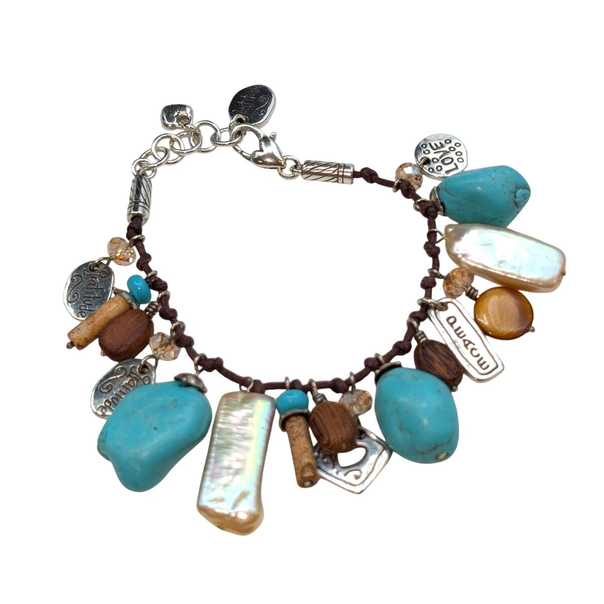 Brighton Imagine Love Peace Gratitude Charm Dangle Necklace & Bracelet Set