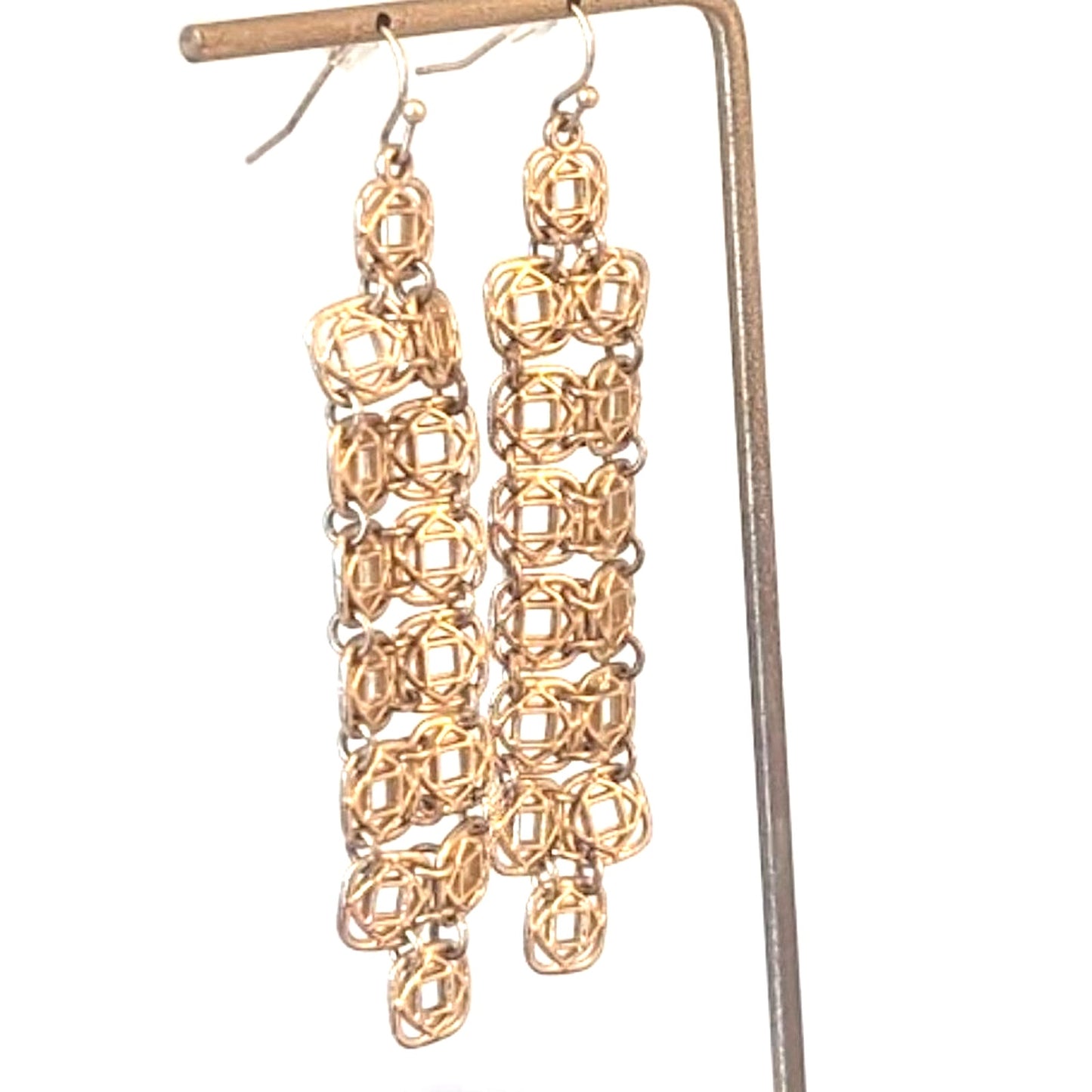 Retired Lia Sophia Gold Tone Chain Articulated Dangle Earrings