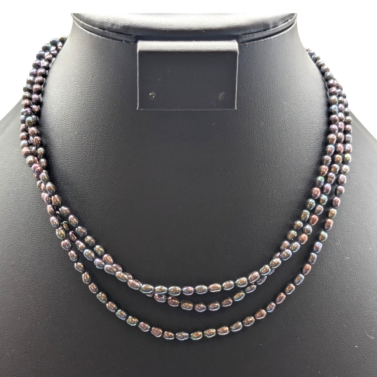 VTG Tahitian South Sea Baroque Pearl Triple Strand 925 Sterling Clasp Necklace